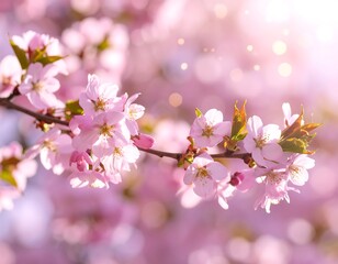 Obraz premium Delicate cherry blossoms in spring sunlight