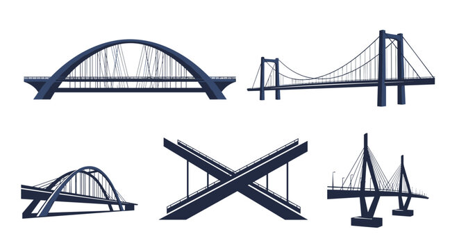 Modern bridge designs connecting journeys, symbolizing progress, innovation, and architectural achievement