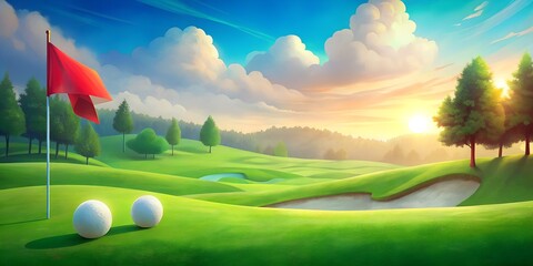 golf course in the sunset