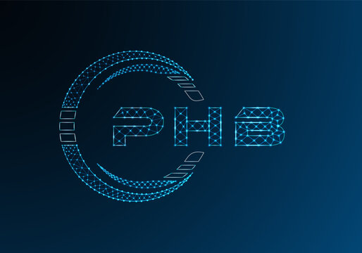 PHB low poly letter logo vector design. PHB lower poly logo design. Low poly logo.