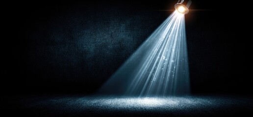 A spotlight illuminates a dark, textured space, creating a dramatic and dramatic atmosphere.