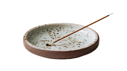 Light beige ceramic incense burner with brown speckled design