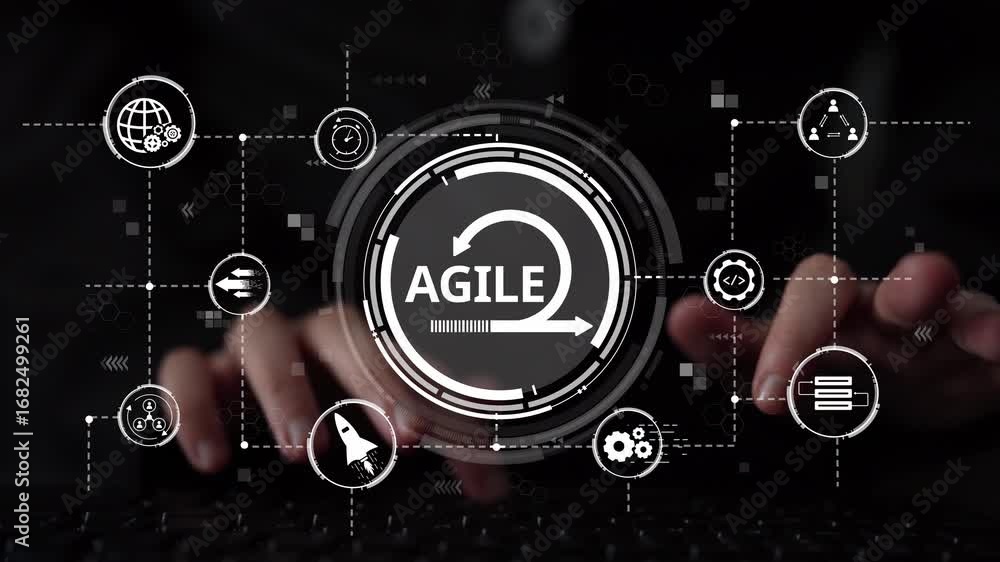Aufkleber agile project management using teams and agile planning for agile development. agile enables flexibi