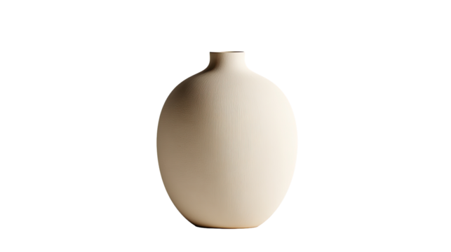 Cream-colored, oval-shaped vase
