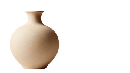 Light beige, rounded vase with a simple, tapered neck