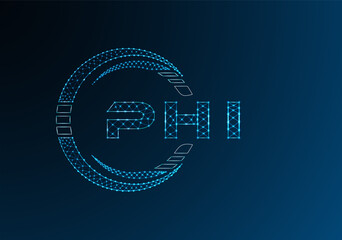 PHI low poly letter logo vector design. PHI lower poly logo design. Low poly logo.
