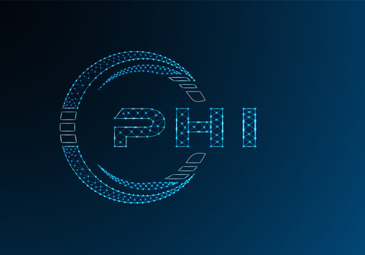 PHI low poly letter logo vector design. PHI lower poly logo design. Low poly logo.