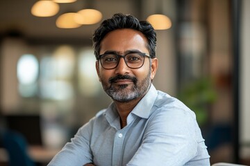 Indian businessman working in a modern office setting, focused on his tasks, effectively managing responsibilities, and ensuring smooth business operations, Generative AI