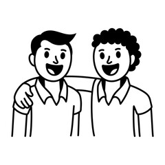 A sketchy style icon showing friends laughing
