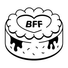 A drawing style icon depicting friendship cake
