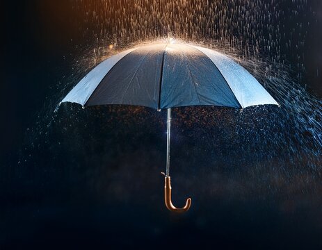 Stay safe from the storm with this classic black umbrella shielding you from the heavy rain and splashing water, offering protection and peace of mind