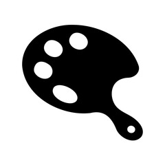 Black and white illustration of a painter's palette with four indentations