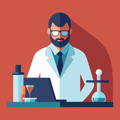 Scientist in Laboratory Illustration