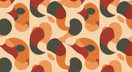 Abstract Organic Shapes Seamless Pattern in Earth Tones.