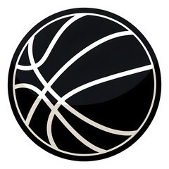 Naklejka premium Black basketball with white lines on a white background