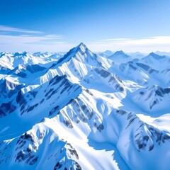 Huge peaks rise above tranquil landscape under white fluffy clouds