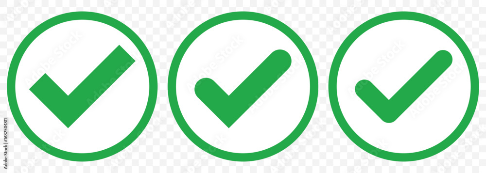 Poster check box icon with correct, accept checkmark icons green tick box, check list circle frame - checkb