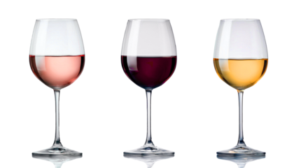Red, Rosé and White Wine Glasses