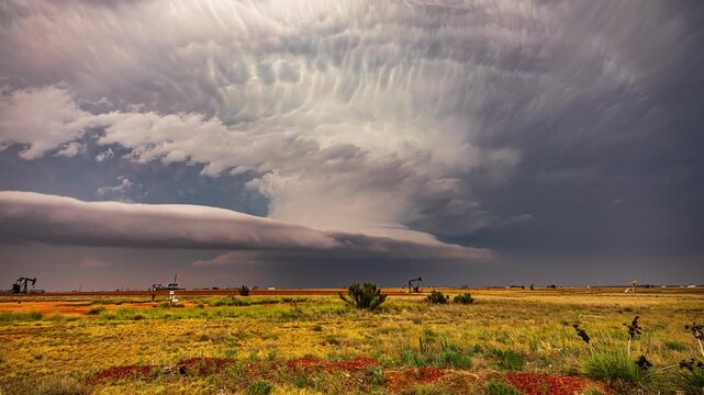 Supercell Thunderstorm in Texas with a beautiful Texture Time Lapse