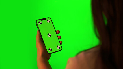 smartphone featuring a chroma key display vertical orientation offers an ideal mockup template for...