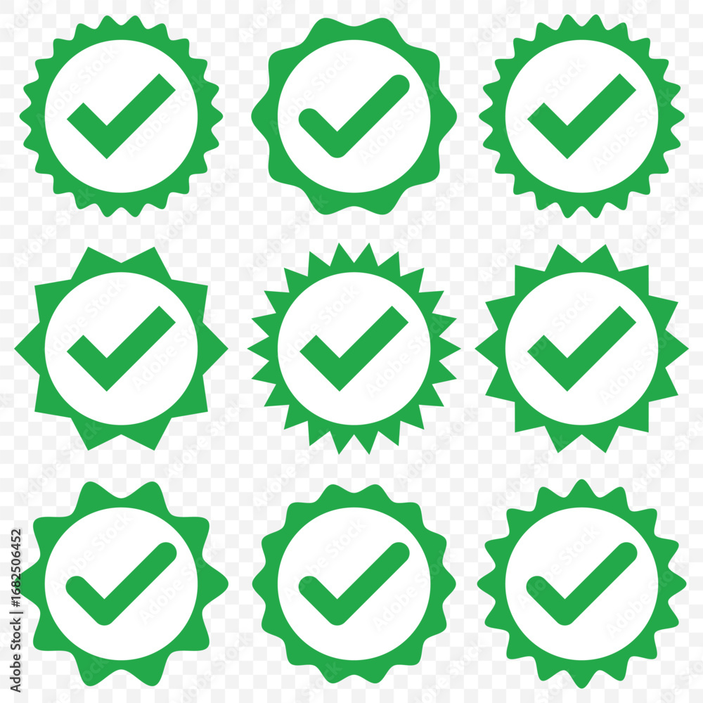 Poster green check box icon with correct, accept checkmark icons green tick box, check list circle frame - 