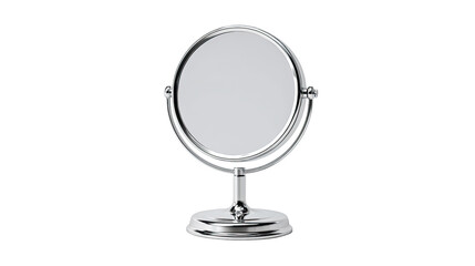 Fototapeta premium Oval, chrome-colored, tabletop vanity mirror