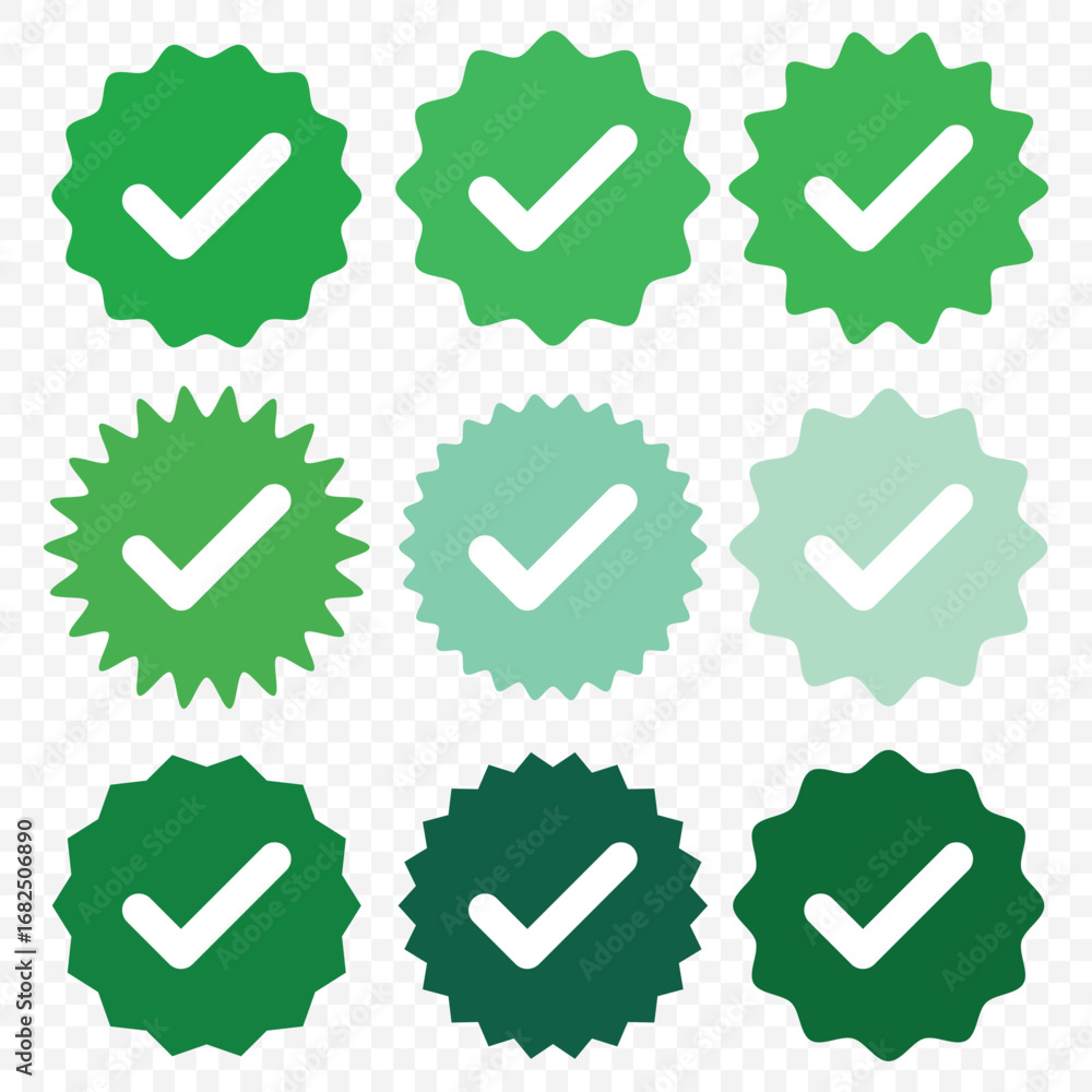 Poster green check box icon with correct, accept checkmark icons green tick box, check list circle frame - 