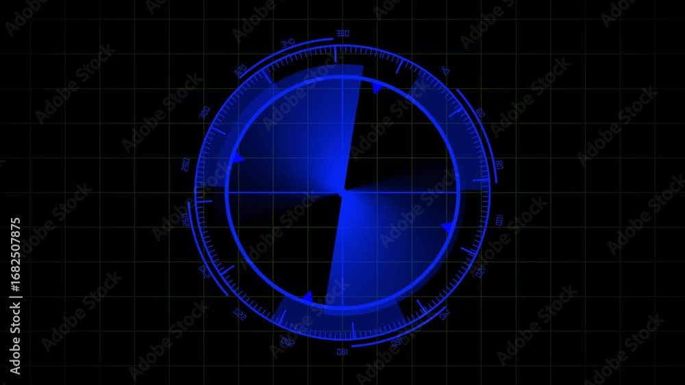 Aufkleber futuristic blue hud radar scan rotating digital display interface monitoring system. futuristic blue