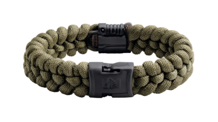 Olive drab braided bracelet with a black clasp