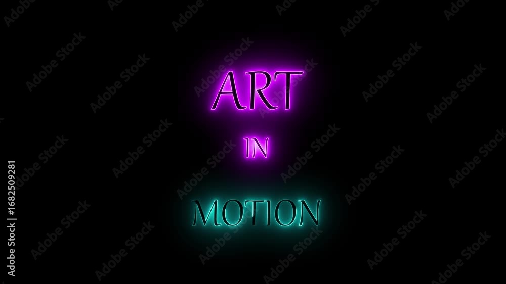 Aufkleber neon intro animation purple teal glowing text line graphic design motion graphics modern stylish ope