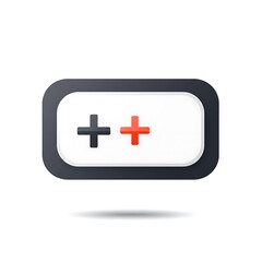 Obraz premium A stylized representation of a battery charge indicator with two plus symbols, one black and one red.