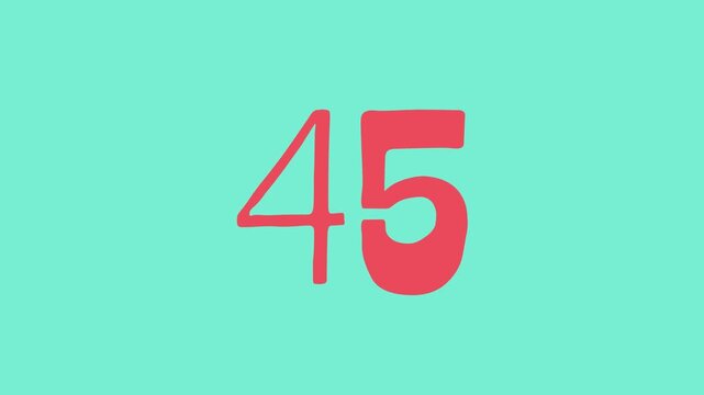 50 second countdown timer with pink numbers on a teal background suitable for themed content related to numbers, counting, countdowns, great for digital graphics  