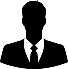 Businessman silhouette icon vector illustration of man in suit, simple avatar symbol for professional profile corporate, or business design.