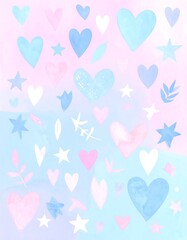 Pastel Hearts & Stars Pattern