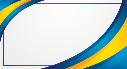 Obraz premium Blue yellow abstract curve corner border for certificate background