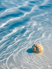 Obraz premium Seashell Resting on Sandy Beach Under Clear Water