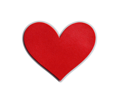 Red heart shape, outlined in white