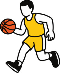 Young athlete dribbling a basketball in a yellow jersey