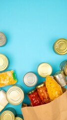Non-perishable food items in paper bag