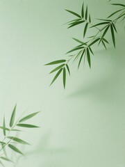 Naklejka premium Delicate Bamboo Leaves Against a Soft Green Background