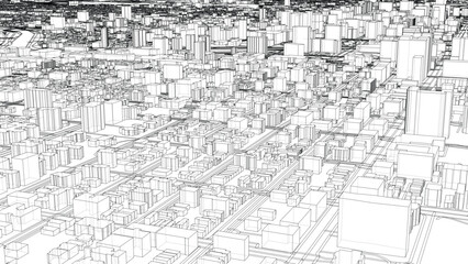 Obraz premium Intricate Cityscape Wireframe