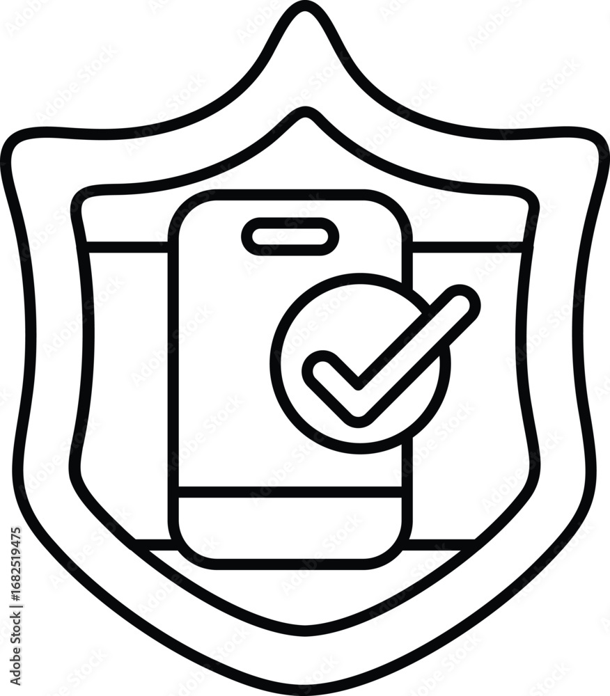 Poster a shield with a phone on it and a check mark