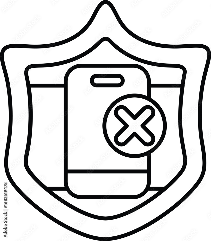 Poster a shield with a phone on it and an x on it