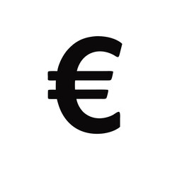 Fototapeta premium Black Euro Sign on White Background Representing European Currency and Financial Transactions in the Eurozone Markets