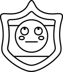 A black and white drawing of a face with a frowning expression