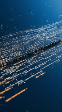 Abstract Digital Network with Blue and Orange Lines in Motion