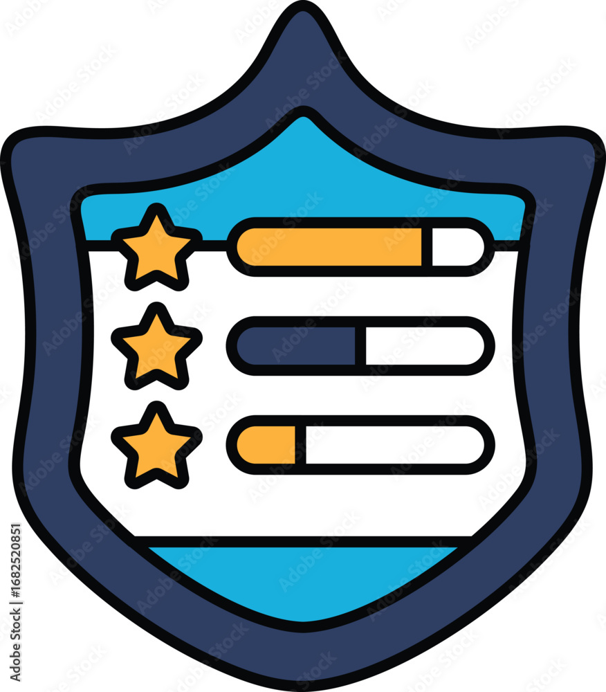 Poster a shield with three stars and three levels