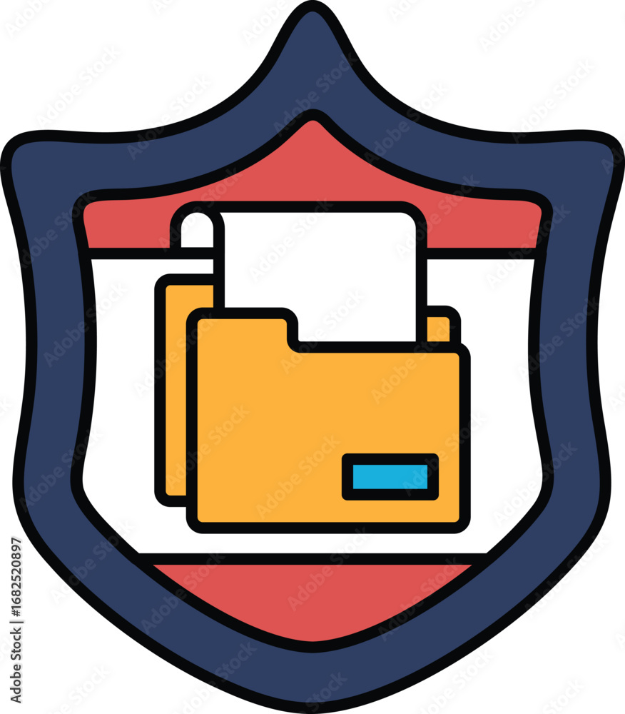 Poster a shield with a yellow folder on it