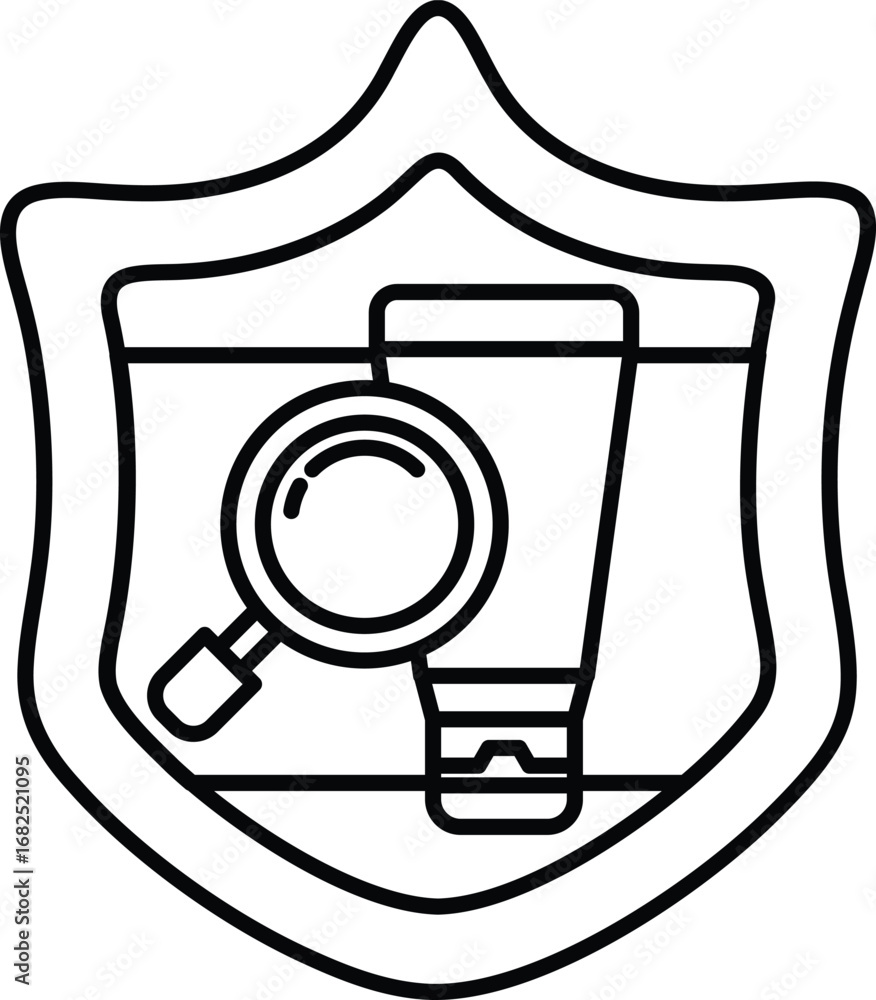 Canvas Prints a shield with a magnifying glass on it