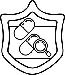 Fototapeta premium A black and white image of a pill bottle with a magnifying glass on top